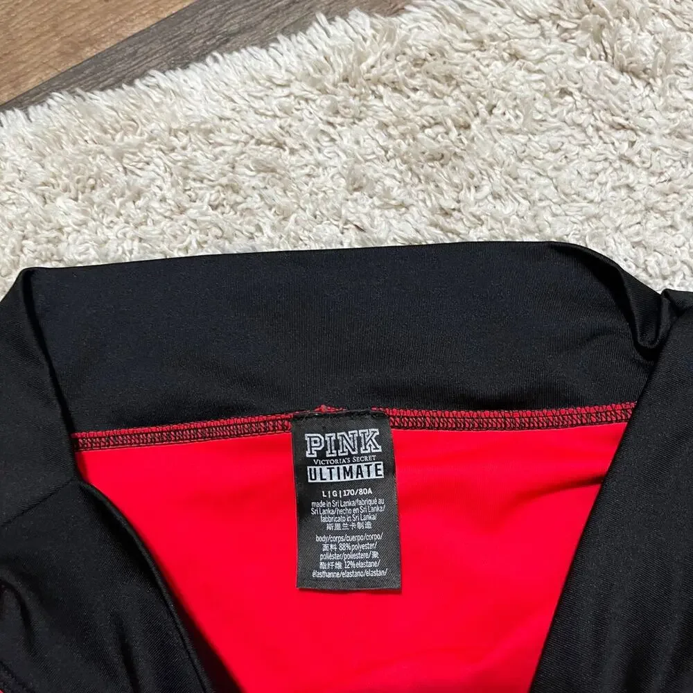 Victoria's Secret PINK Ultimate Large Red Black Drawstring Gym To Swim Shorts